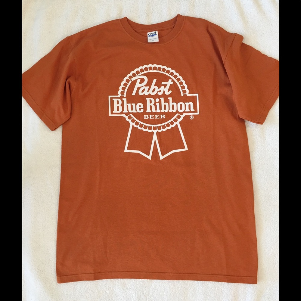 Pabst Blue Ribbon PBR Mens Burnt Orange Shirt M